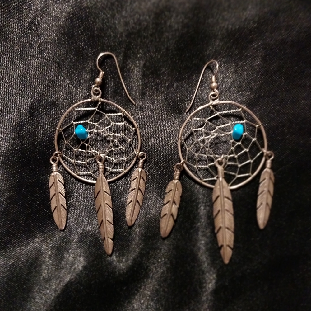 Silver Dream Catcher Earrings - Picture 3 of 4